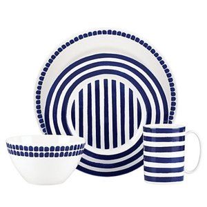 BRAND NEW SET OF TWO 4-PIECE KATE SPADE NY CHARLOTTE STREET NAVY PLACE SETTINGS
